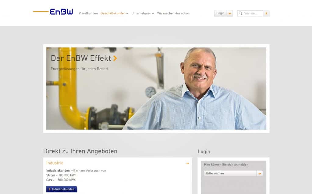 Die Webseite der EnBW